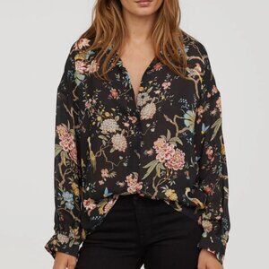 New H&M gp & j baker Patterned blouse top shirt floral US 12